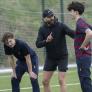 Pupils on the pitch listening to advice from football coach Bruno Saltor Grau in a session thumbnail