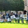 GCSE and A-Level Art and Photography pupils in the Quad holding their coursework pieces thumbnail