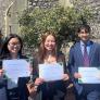 Winners of the Ros Nichol award in the Quad with their certificates thumbnail