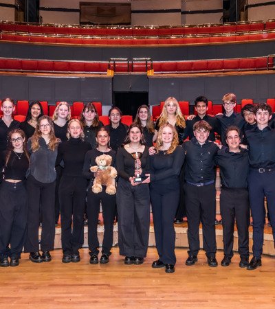 Chamber Choir with their Barnardo's National Choral Competition Winners trophy