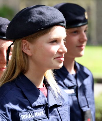 CCF pupil in Navy uniform enjoying Service