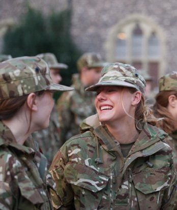 Pupils in the Quad enjoying CCF in their Army uniform at Service