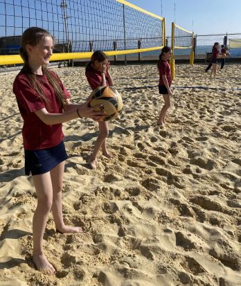 Prep School pupils playing Volleyball together at an after-school club at Yellowave