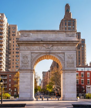 Washington Square Arch at NYU in the evening sun