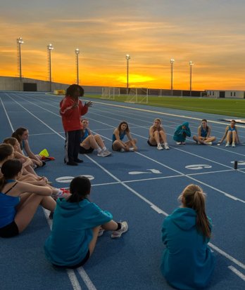 Morning sprint session with Joslyn Hoyte-Smith at the track in Gibraltar on Netball Tour