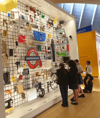 Prep School pupils admiring an exhibition piece at the Design Museum in London on a school trip