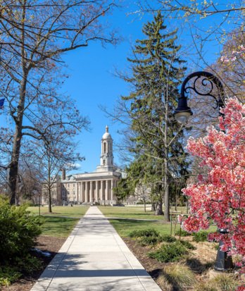 UPenn's University Park in the sun featuring Old Main Building