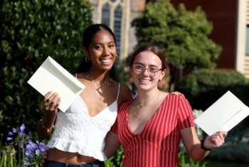  Pupils celebrating their grades on A-Level Results Day in the Quad 