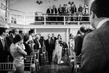  Bride with her father walking down the aisle at her Wedding in the Hordern Room 