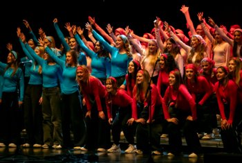  Seldon pupils performing on stage in the House Song competition 