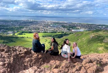  Sixth form pupils admiring the view from Arthur's Seat on their History and Politics trip 