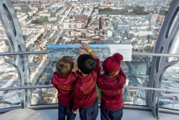  Pre-Prep pupils in the i360 looking at the views across Brighton on a school trip 