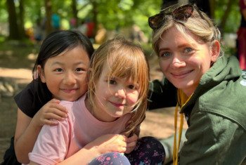  Year 4 Prep School pupils enjoying a residential school trip with their class teacher 