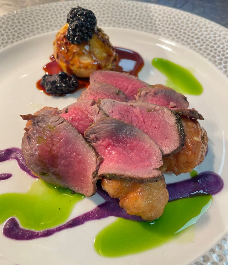  Beautifully pink beef served at a Wedding dinner 