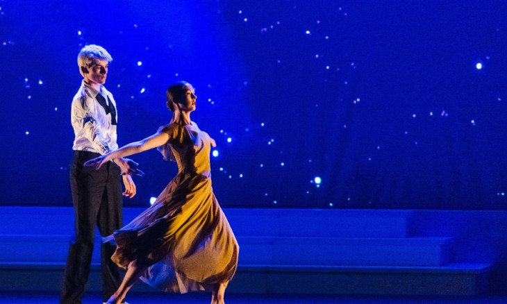  Dance pupils perform a duet on stage in the Dance Show 