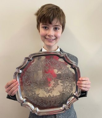  Arthur proudly holding his Chess plate 