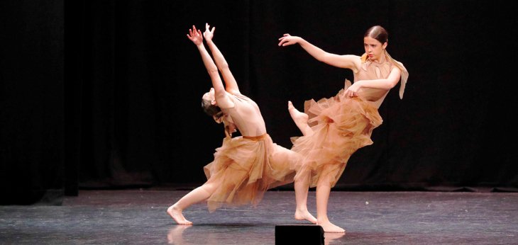  Bee and Maya performing their winning duet on stage at the Sussex Festival of Performing Arts 