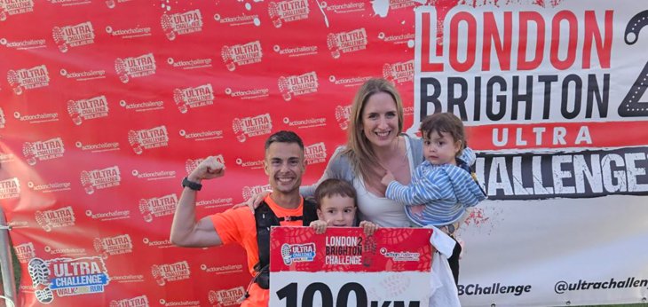  The Connor Family at the finish of the London to Brighton 100km ultramarathon celebrating Jeremy's successful finish 