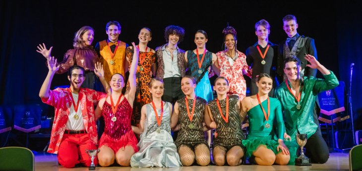  Pupils with their medals and the judges in the Strictly Come Dancing Finals 