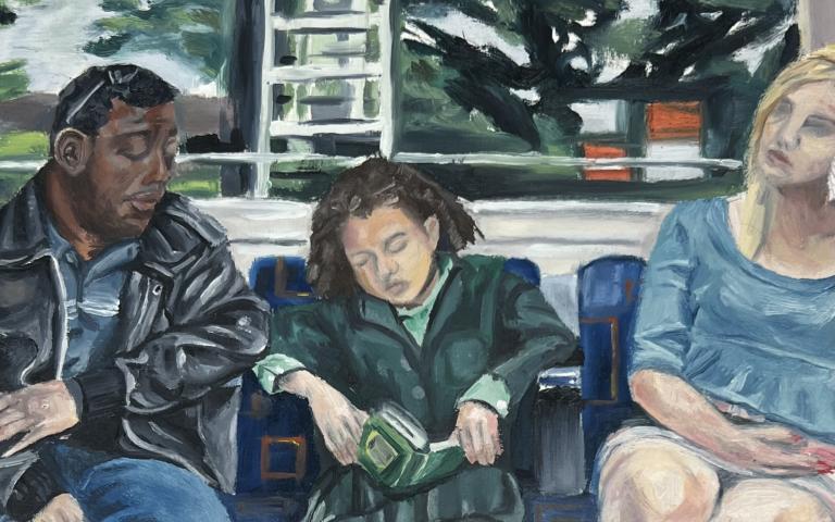  Neve's painting of passengers on a train entered into the Leonardo Competition 