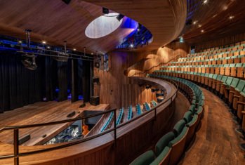 View from the auditorium audience seats in the Cairns Theatre in the Richard Cairns Building