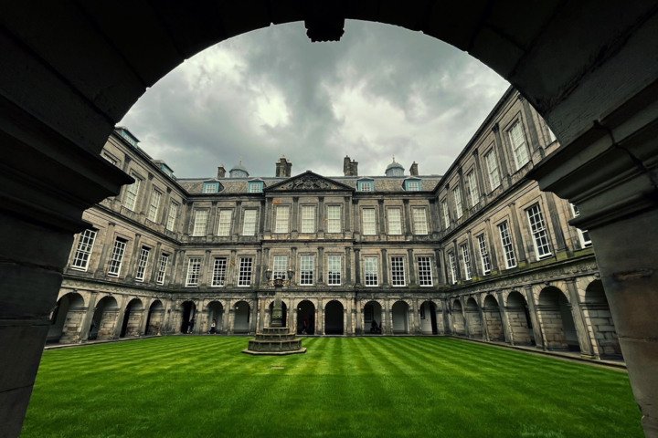  Hollyrood Forecourt at Hollyrood House visited by pupils on an English and Politics trip to Edinburgh 