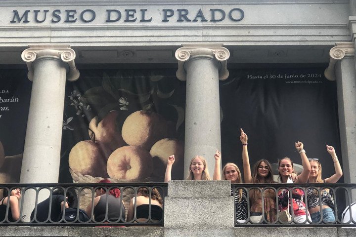  Pupils on a Spanish Trip to Madrid outside the Museo del Prado 