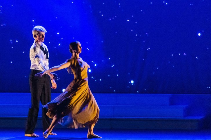  Dance pupils perform a duet on stage in the Dance Show 