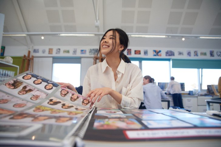  A-Level Art pupil working on their coursework in the Art Room 