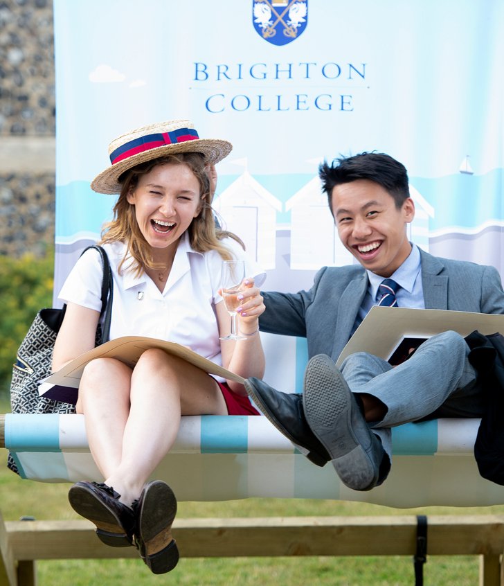  Upper Sixth Pupils celebrating Graduation on the Brighton College Deck Chair 