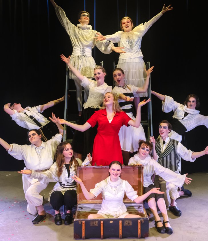  Lower Sixth pupils in a performance of The Red Shoes on stage 