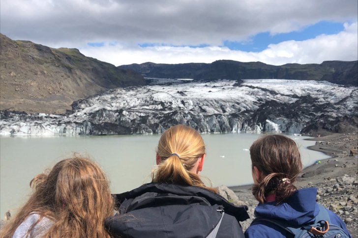  Pupils enjoying the view of a glacier on a Geography trip to Iceland 