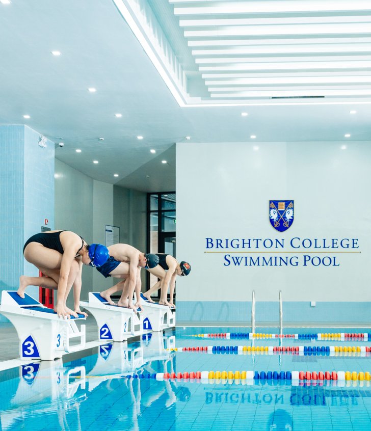  Pupils on the blocks ready to dive into the pool at Brighton College Vietnam 