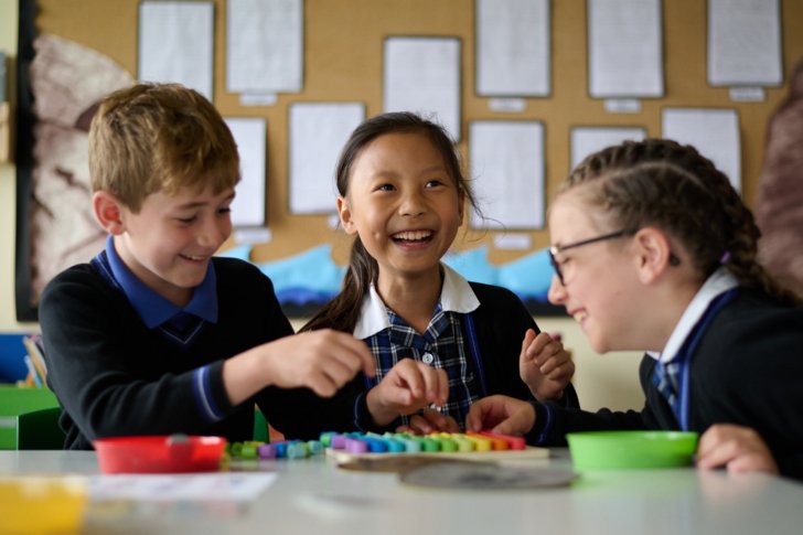  Pre-Prep pupils using counting blocks in a Maths lesson 