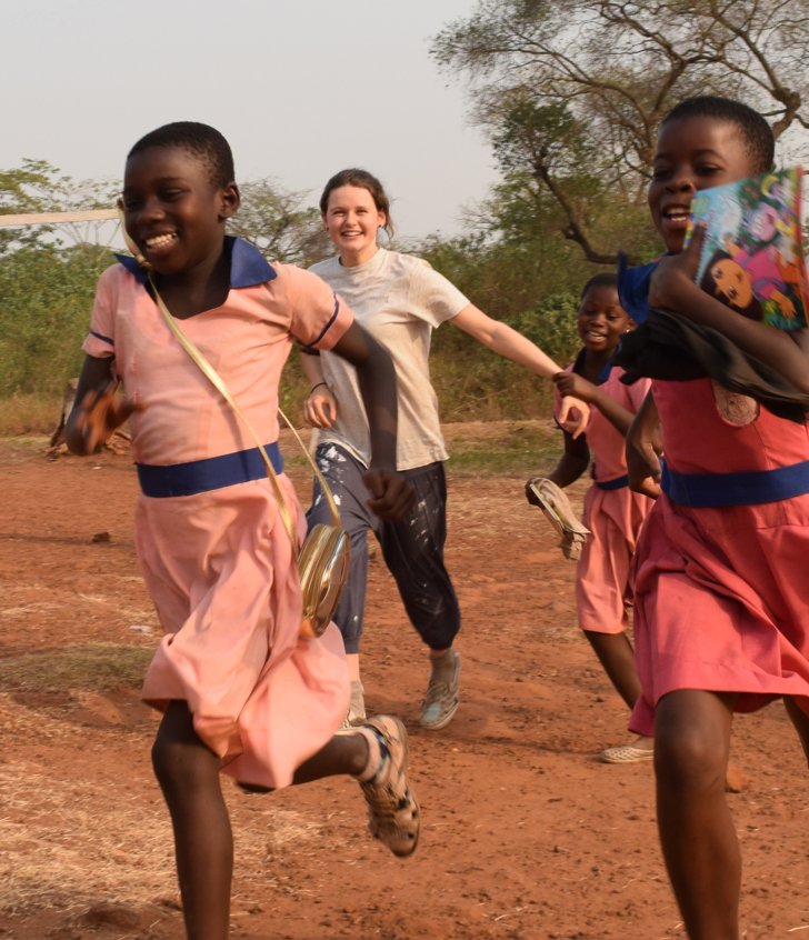  Lower Sixth pupil enjoying playing with the children in a school in Sri Lanka 