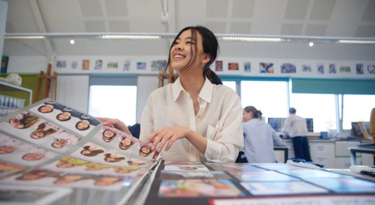  A-Level Art pupil working on their coursework in the Art Room 