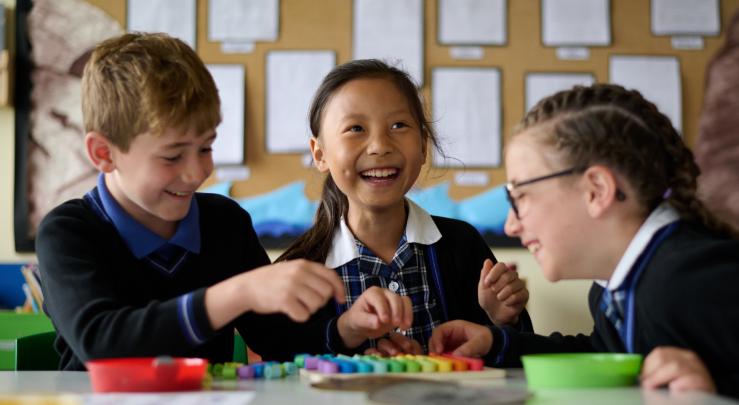  Pre-Prep pupils using counting blocks in a Maths lesson 