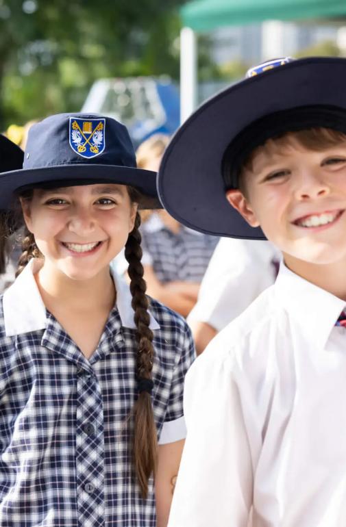  Pupils in hats and uniform at Brighton College Singapore 